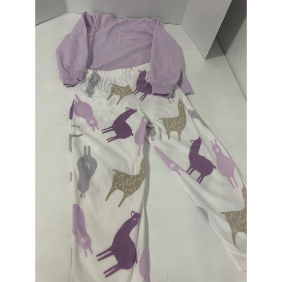 Carters Kids 6/6A Purple Llama Fleece Pajama Set Girls Sleepwear Top Bottom - Picture 5 of 5
